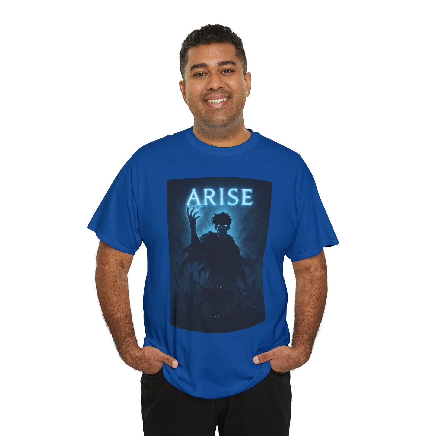 Arise Dark Gothic Graphic Unisex T-shirt — Moody Blue Horror Poster Tee