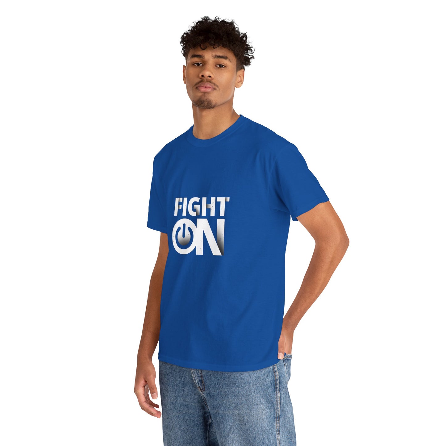 Fight On T-Shirt — Motivational Power Button Tee