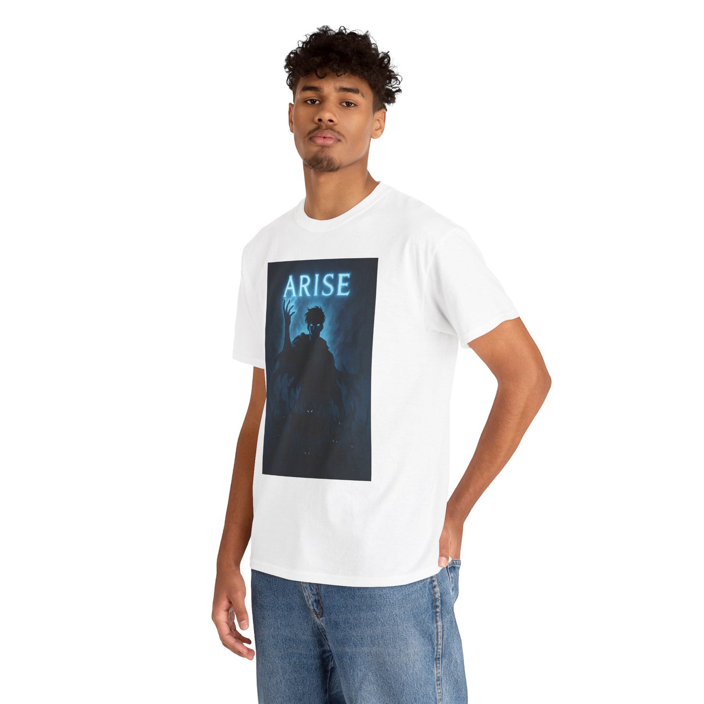 Arise Dark Gothic Graphic Unisex T-shirt — Moody Blue Horror Poster Tee
