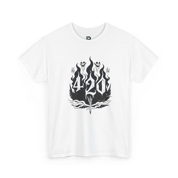 420 Flame Skull Unisex T-shirt  — Cannabis Humor Graphic Tee