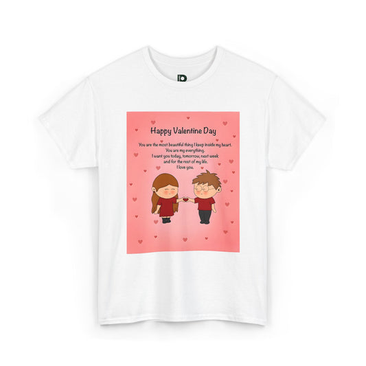 Valentine’s Day Cute Couple Unisex T-shirt — 'Happy Valentine Day' Cartoon Love