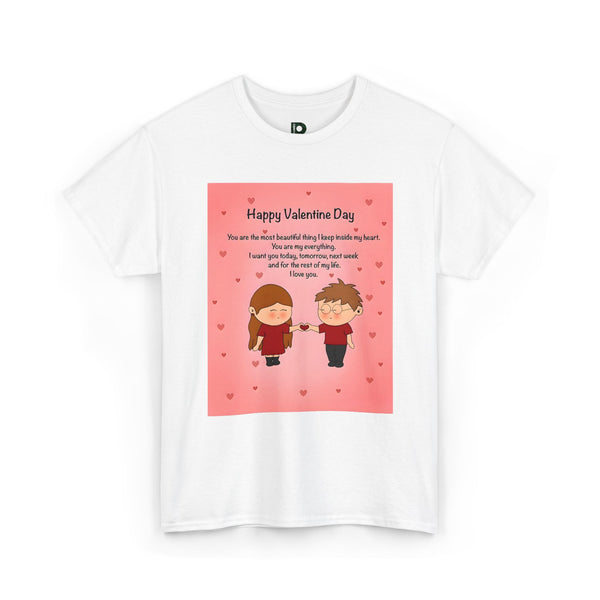 Valentine’s Day Cute Couple Unisex T-shirt — 'Happy Valentine Day' Cartoon Love