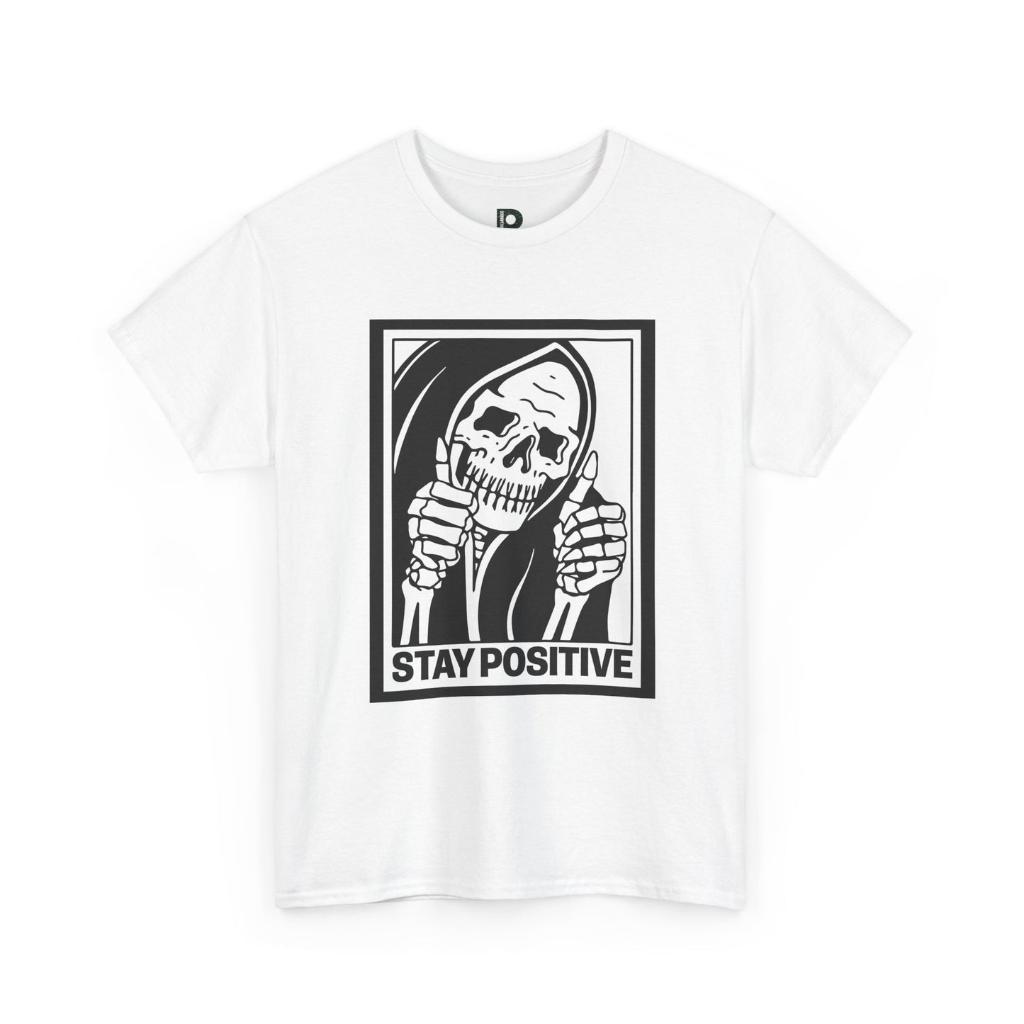 Stay Positive Skull Unisex T-Shirt — Gothic Retro Skeleton Graphic Tee