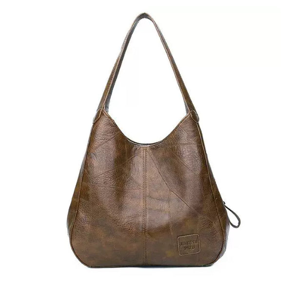 Vintage Large Capacity Shoulder Bags For Women Retro PU Leat