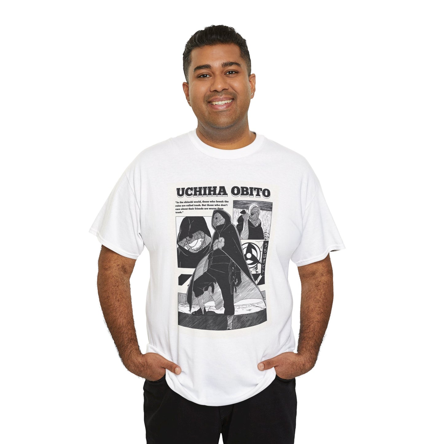Obito Uchiha Graphic Unisex T-shirt — Black & White Anime Manga Tee