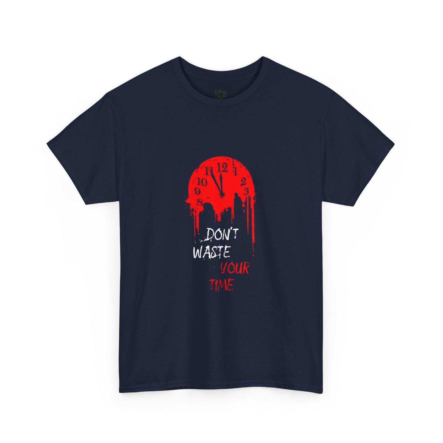 T-Shirt — "Don't Waste Your Time" Red Dripping Clock Graphic Tee