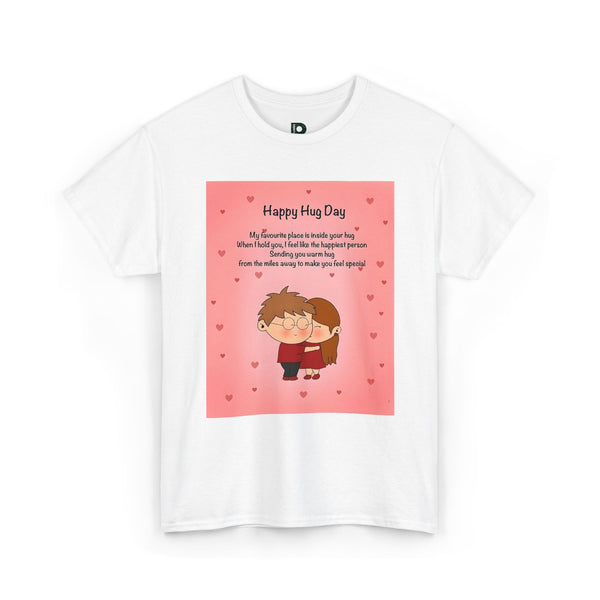 Happy Hug Day Couple Graphic Unisex T-shirt — Cute Romantic Valentine’s Gift