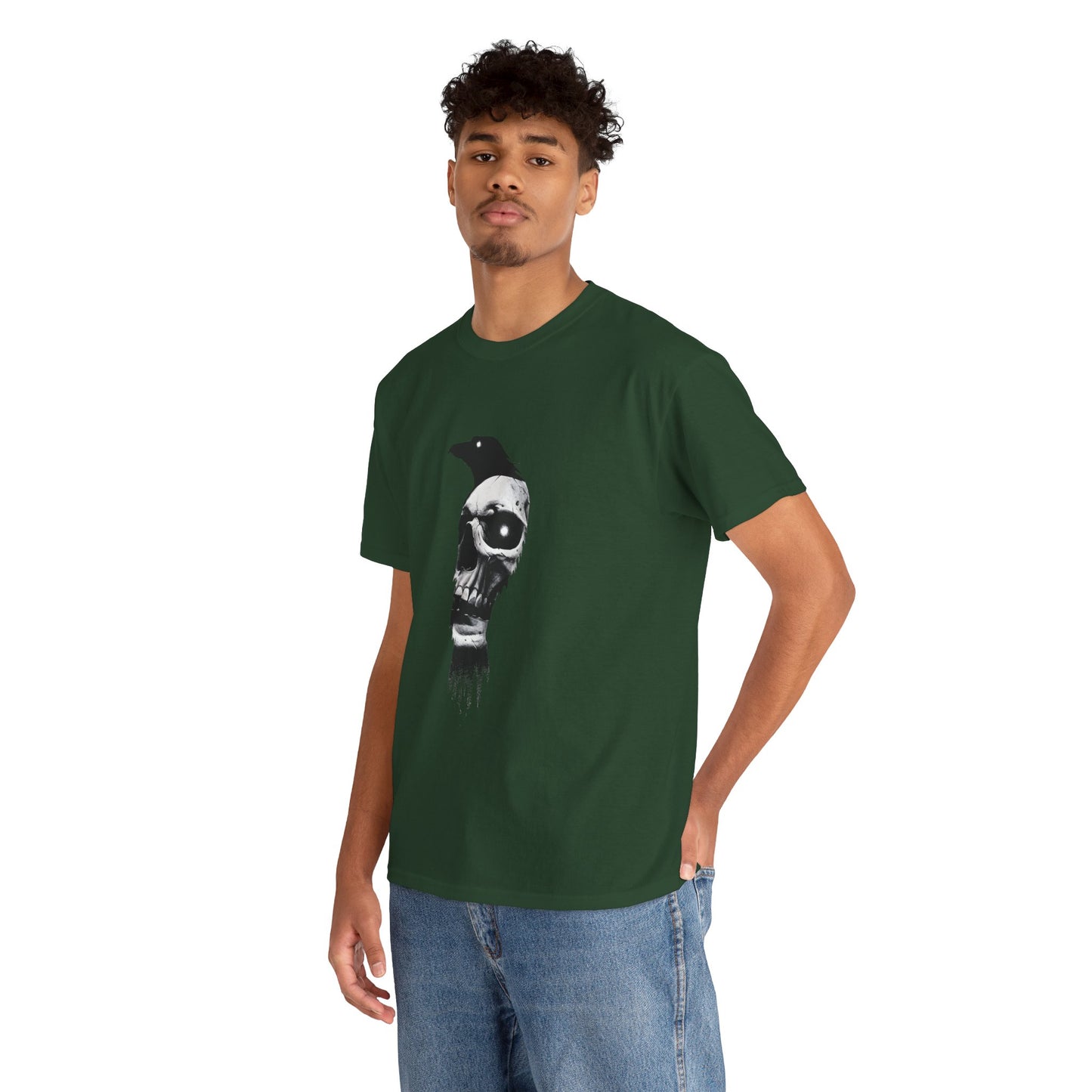 Raven Skull Unisex T-shirt  — Gothic Black Crow Skull Graphic Tee