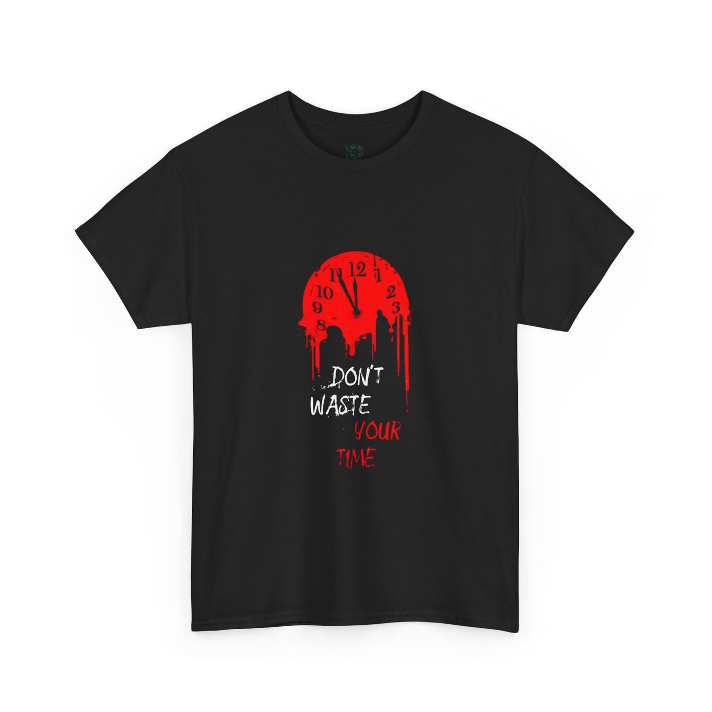 T-Shirt — "Don't Waste Your Time" Red Dripping Clock Graphic Tee